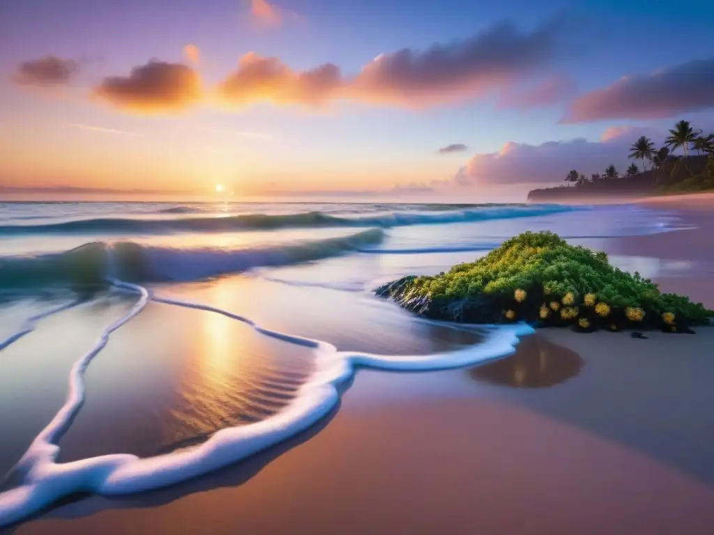 Paisaje costero al atardecer: serenidad dorada junto al mar Un paisaje costero al atardecer con el sol dorado, transmitiendo paz y tranquilidad para un sueño reparador en entorno costero