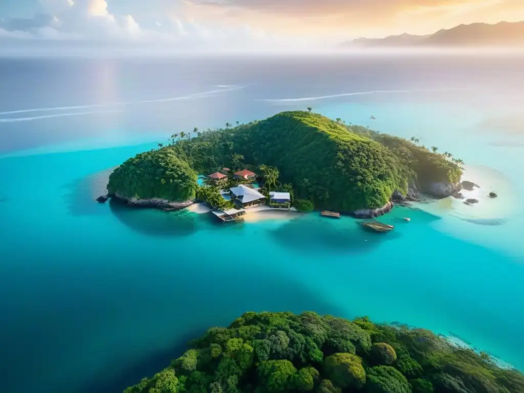 Propiedad costera de lujo al atardecer: inversión exclusiva y segura Paisaje costero exclusivo al atardecer, reflejando la belleza y serenidad de invertir en pólizas premium protección propiedades costeras