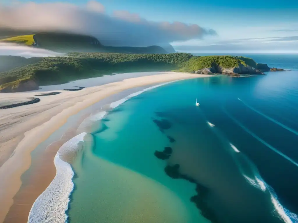 Costa vívida: belleza y equilibrio de ecosistemas marinos Un paisaje costero vasto y diverso que muestra la interacción entre tierra y mar, destacando la importancia de conservar los ecosistemas costeros