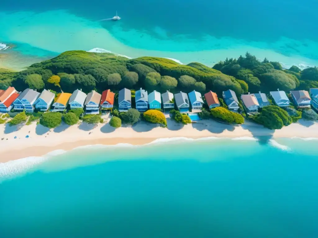 Costa paradisíaca: hogar junto al mar en un idílico paraíso costero Panorámica aérea de costa con aguas turquesas, playas de arena y vegetación verde