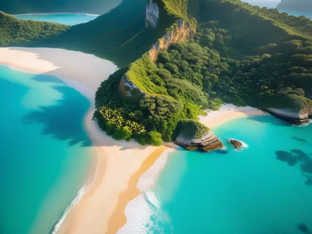 Paraíso costero: aguas turquesas y arquitectura moderna Un paraíso costero con aguas turquesas, acantilados verdes, propiedades lujosas y veleros