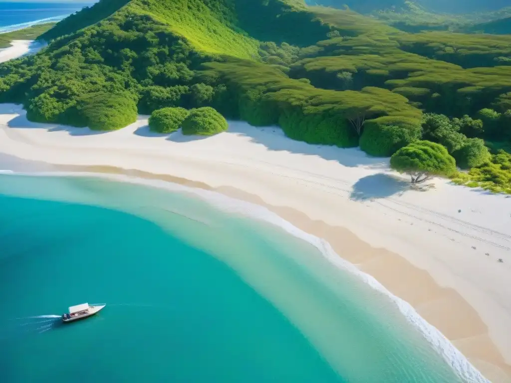 Paraíso costero: aguas turquesas, arena blanca y palmeras Un paraíso costero con aguas turquesas y playas de arena blanca, rodeado de palmeras