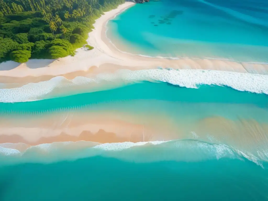 Paraíso costero: Playa de aguas turquesas, arena blanca y palmeras Paraíso costero con aguas turquesas, arena blanca y palmeras