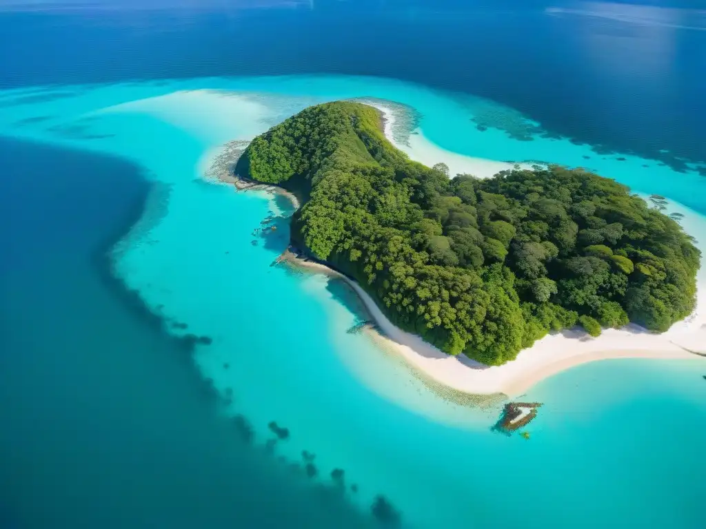 Paraíso costero: aguas turquesas y arrecifes de coral Paraíso costero con arrecife de coral y selva tropical