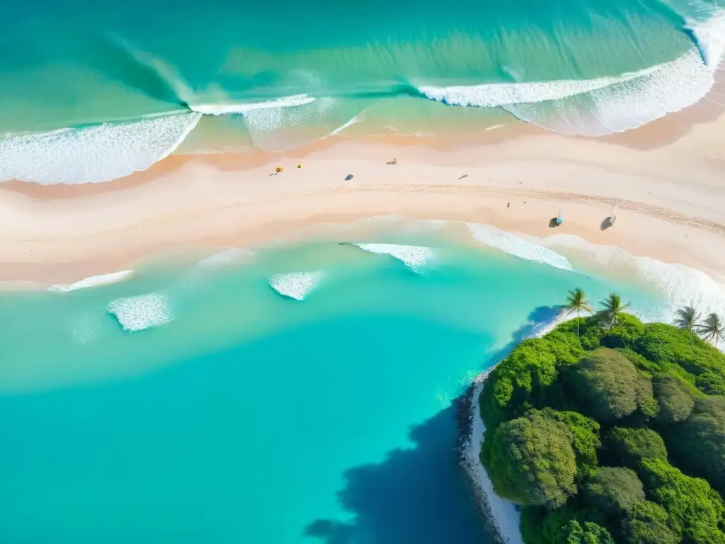 Paraíso tropical: playa de arena blanca y aguas cristalinas Paraíso costero en Booking: playa de ensueño con palmeras, aguas turquesas y sombrillas coloridas