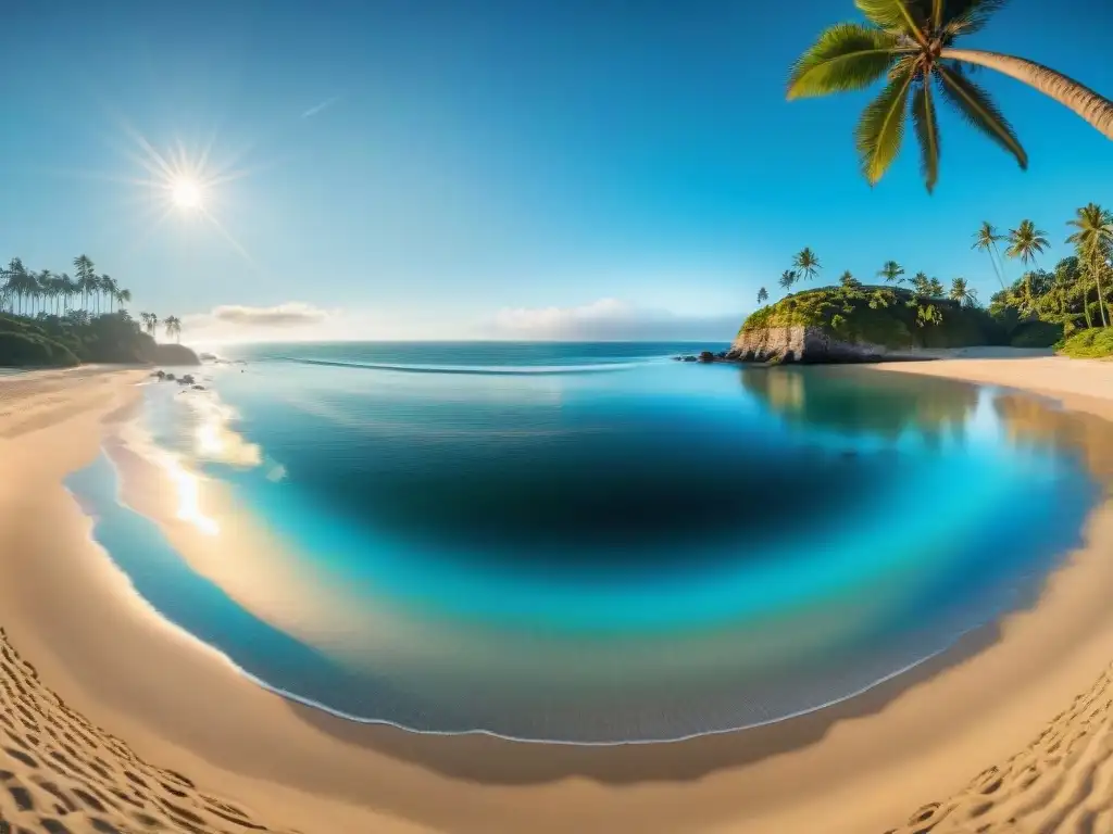 360° cámara en la playa: detalle impresionante y paisaje idílico Un paraíso costero capturado por una cámara 360°
