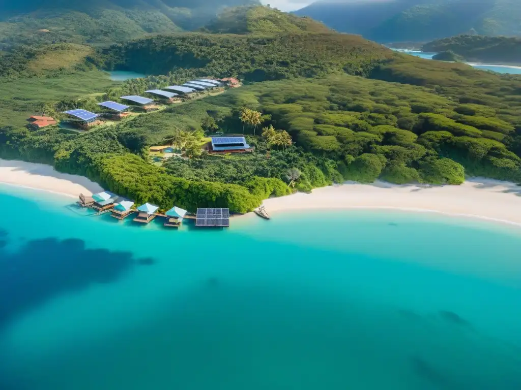 Paraíso Costero: Armonía entre naturaleza y desarrollo sostenible Un paraíso costero sostenible: costa verde, aguas turquesas, resort ecofriendly y pescadores locales