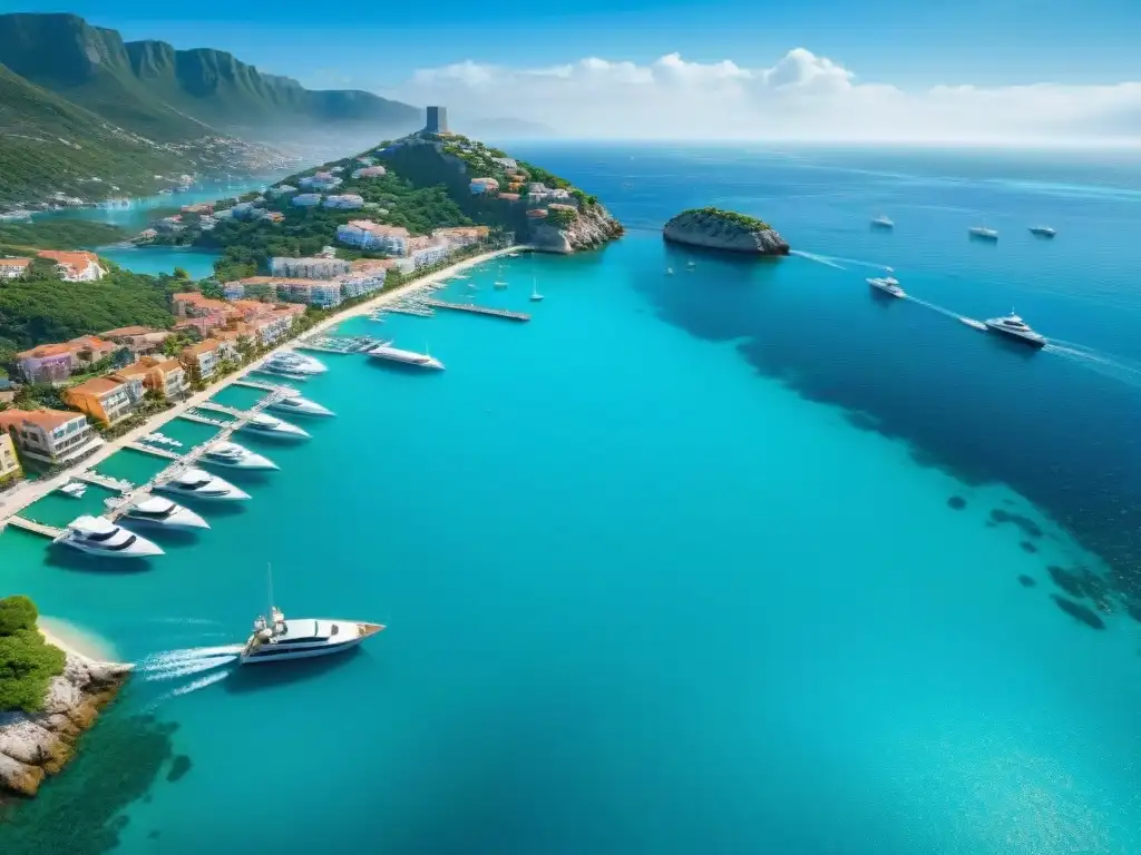 Costa de ensueño: lujo y vida en un vibrante pueblo costero Un paraíso costero vibrante con propiedades de lujo, una marina llena de yates y una animada promenade