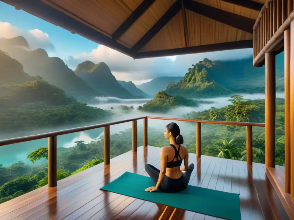Paraíso eco en la selva: retiro de yoga en 8k Un paraíso eco-sostenible con bungalows en la selva