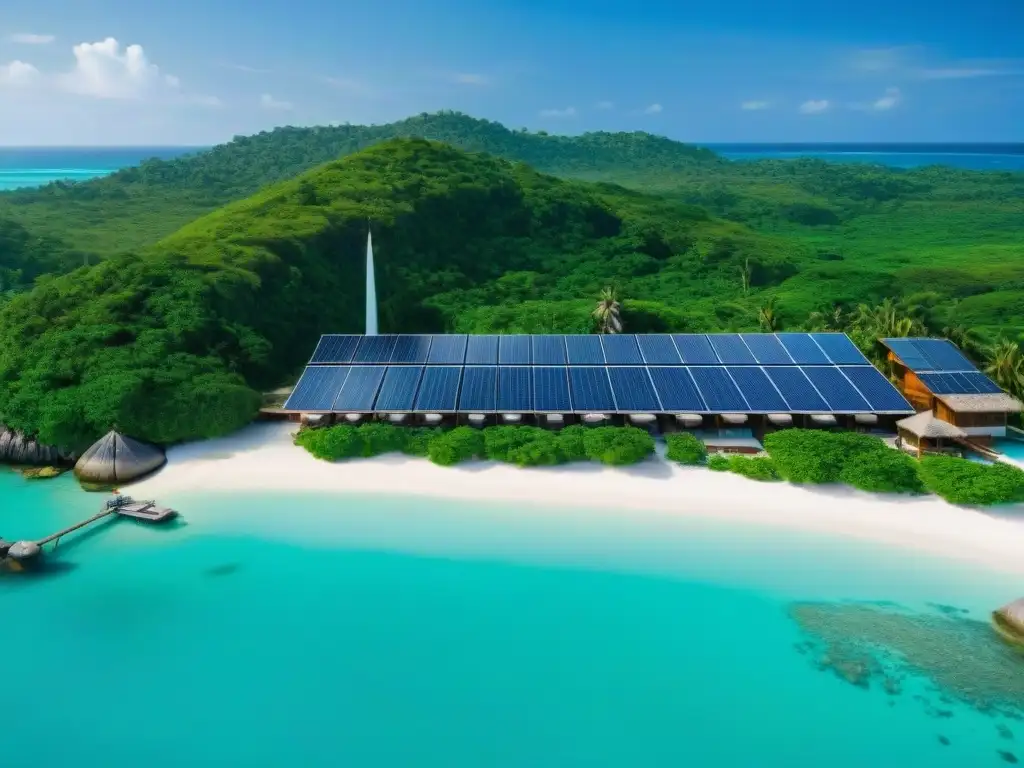 EcoResort sostenible: lujo y conservación en armonía Un paraíso eco-sostenible costero donde lujo y naturaleza se funden, con energía solar y eólica
