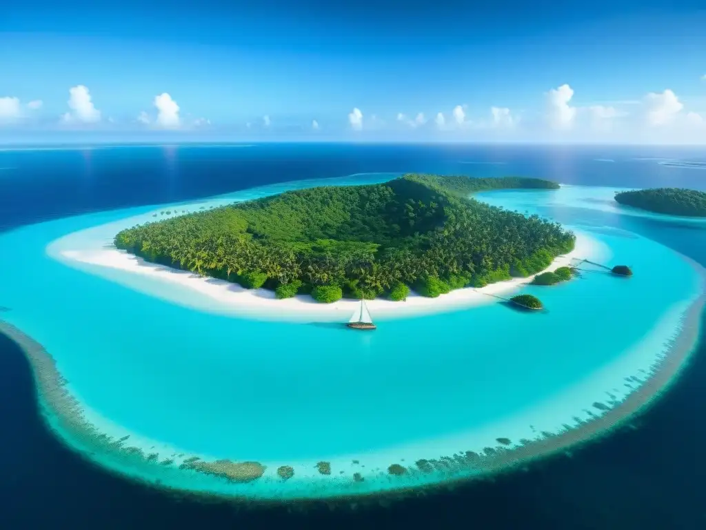 Paraíso tropical: laguna turquesa y arrecifes de coral Un paraíso tropical: laguna turquesa, arrecifes de coral, playas blancas y palmeras