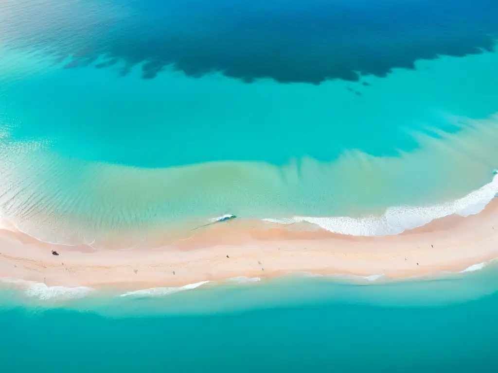 Paraíso costero: aguas turquesa y playas de ensueño Paraísos costeros para vivir: Vista aérea impresionante de una playa remota con aguas turquesas y arenas blancas