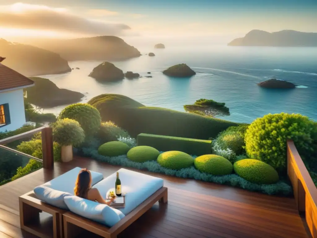 Refinancia tu hogar junto al mar al atardecer Una pareja disfruta del atardecer en una propiedad costera, destacando la belleza del refinanciamiento de propiedades costeras
