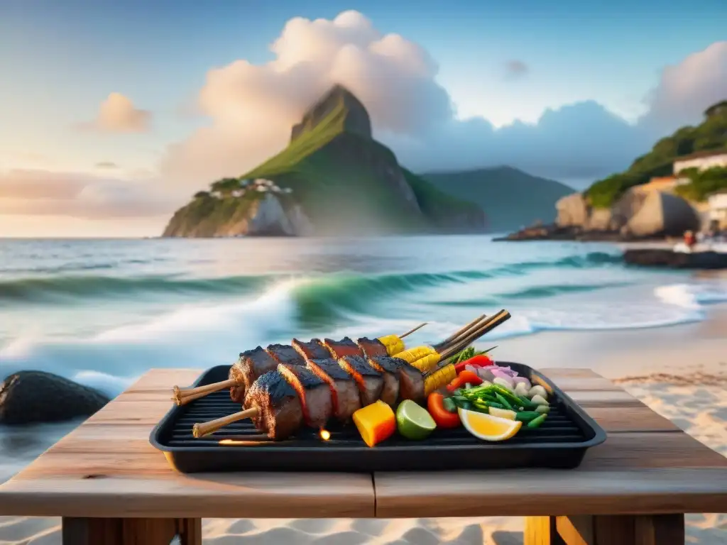Barbacoa costera al atardecer: tradición y sabor en la playa Parrilla costera: técnicas y sabores en un asado tradicional al atardecer en la playa