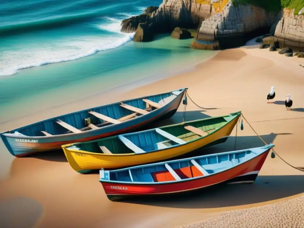 Pescadores al amanecer: orgullo, tradición y marisco fresco Pescadores orgullosos preservando la gastronomía costera junto a sus barcos en la playa al amanecer