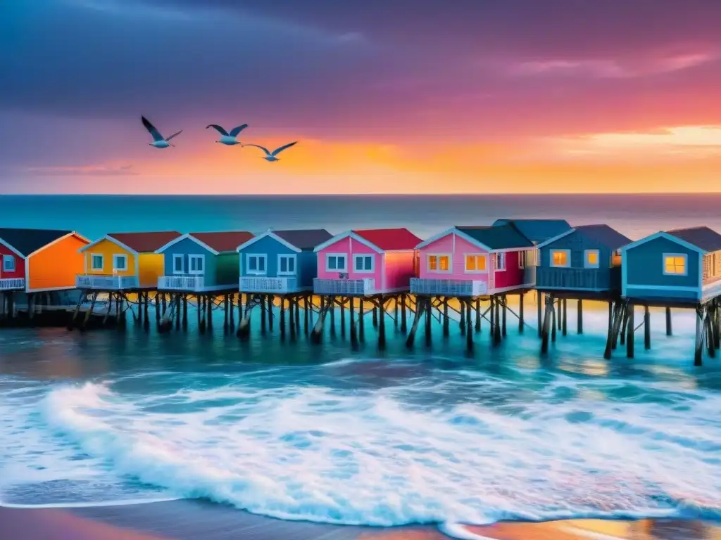 Tranquilidad costera: casas de playa protegidas al atardecer Pintorescas casas de playa protegidas con innovadores seguros para propiedades costeras