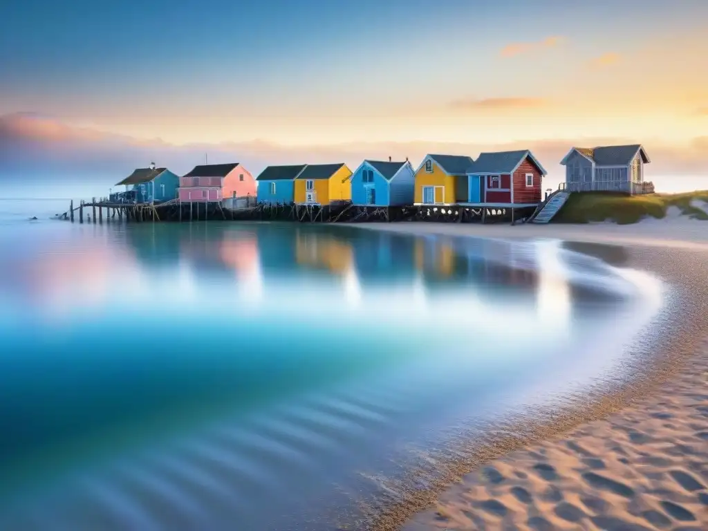 Pintoresco pueblo costero al atardecer: comunidad en armonía Pintoresco pueblo costero al atardecer, con casas de colores pastel, botes de pesca y comunidad unida