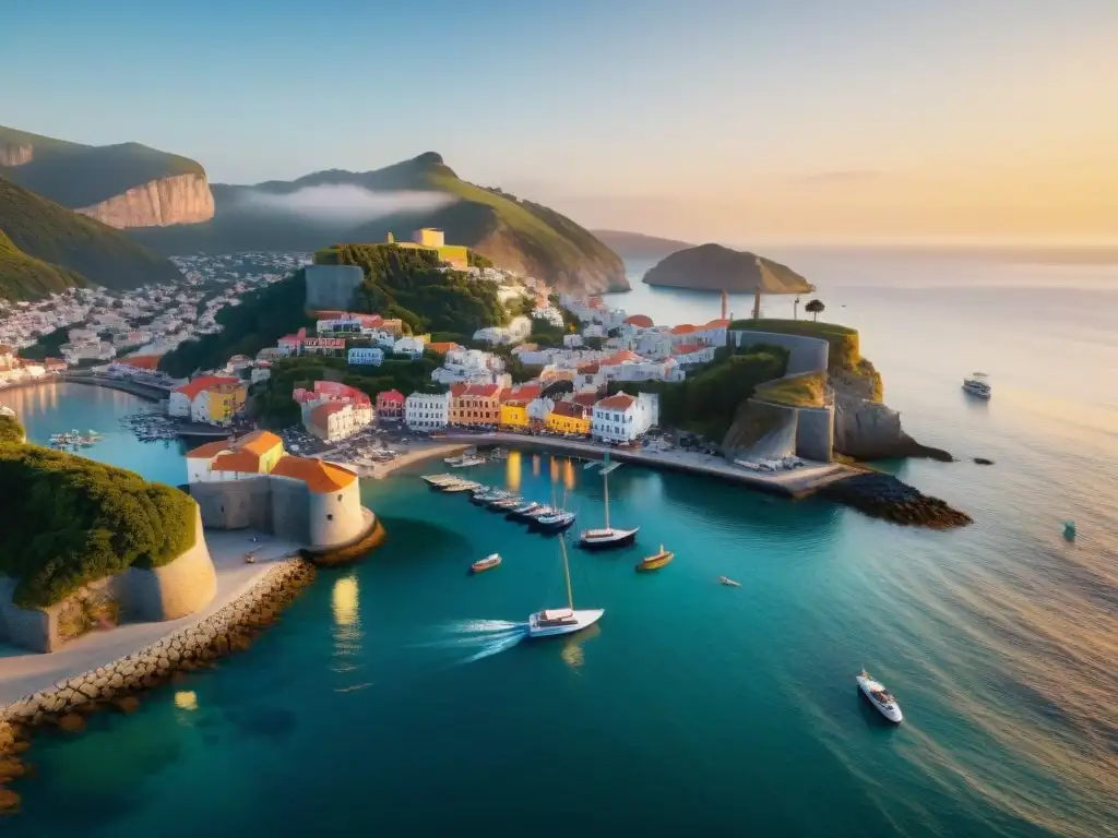 Puerto costero: tradición y modernidad en armonía Un pintoresco pueblo costero en 2025: barcos tradicionales y modernos yates en un animado puerto