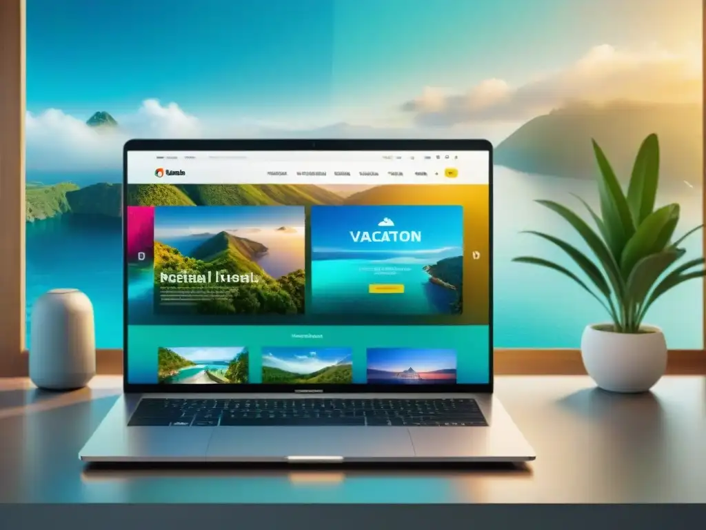 Plataformas de alquiler vacacional: diversidad digital en 8K Plataformas de alquiler vacacional digitales en varios dispositivos, representando la modernidad y variedad de opciones digitales