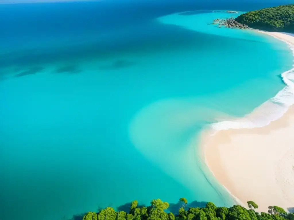 Paraíso natural: playa virgen con aguas turquesa cristalinas Playa virgen con aguas turquesas y arena blanca, impacto turismo playas costeras