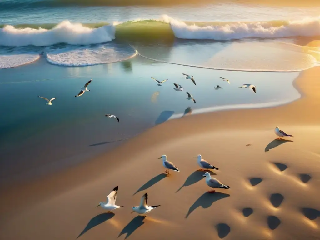Amanecer sereno en la playa: poder curativo del mar Playa serena al amanecer, olas suaves, beneficios agua salada sistema inmunológico