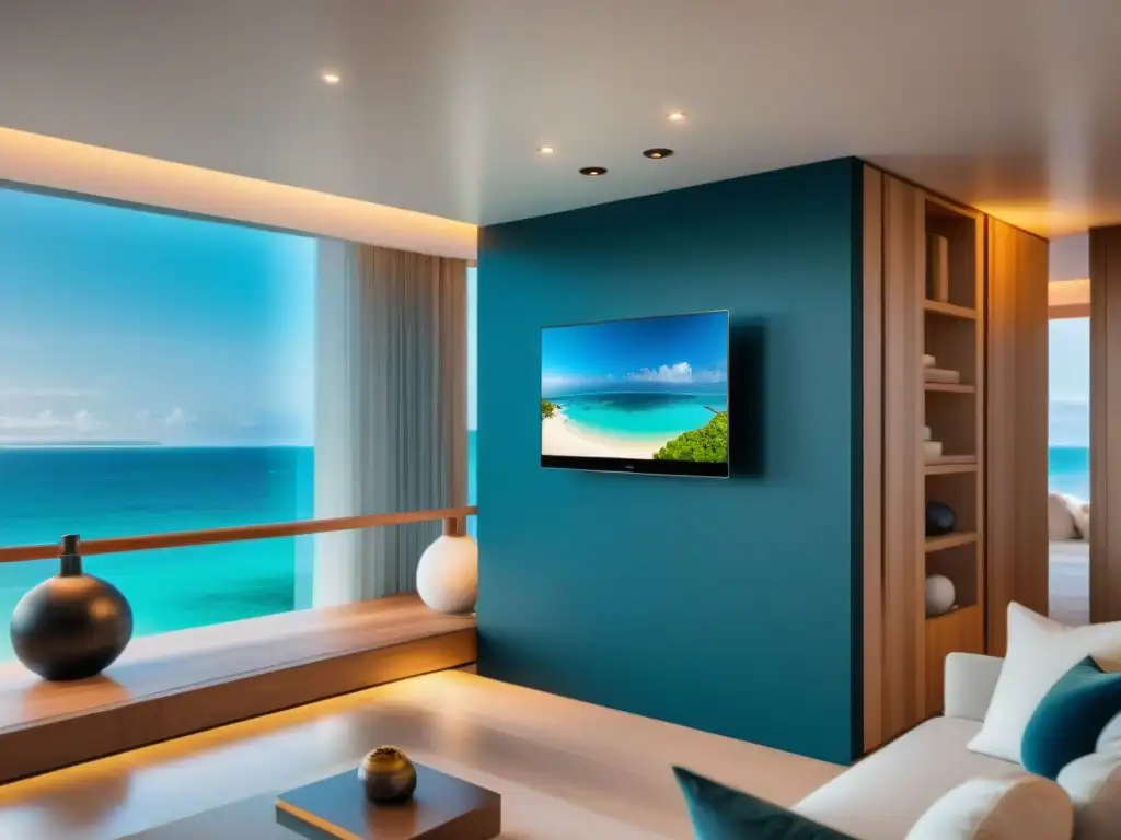 Instalación profesional de domótica en casa de playa Instalación profesional de domótica en casa de playa, con técnicos colocando sensores y cámaras detalladamente