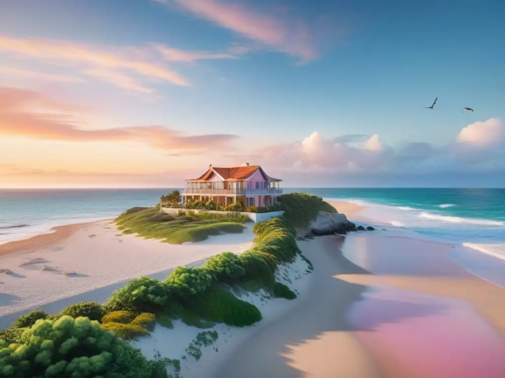 Villa de lujo frente al mar en amanecer sereno Propiedad costera al amanecer, lujo y serenidad frente al mar
