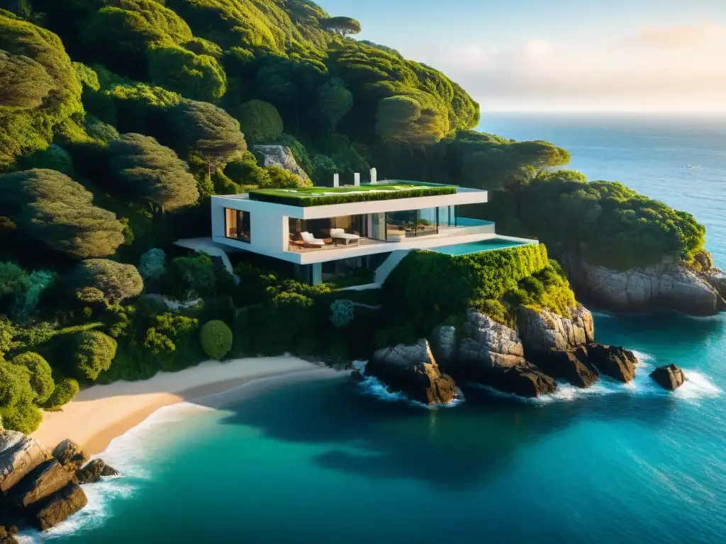 Residencia de lujo frente al mar: diseño moderno integrado en acantilado Propiedad costera de diseño arquitectónico moderno integrada en acantilado, rodeada de exuberante naturaleza y aguas cristalinas