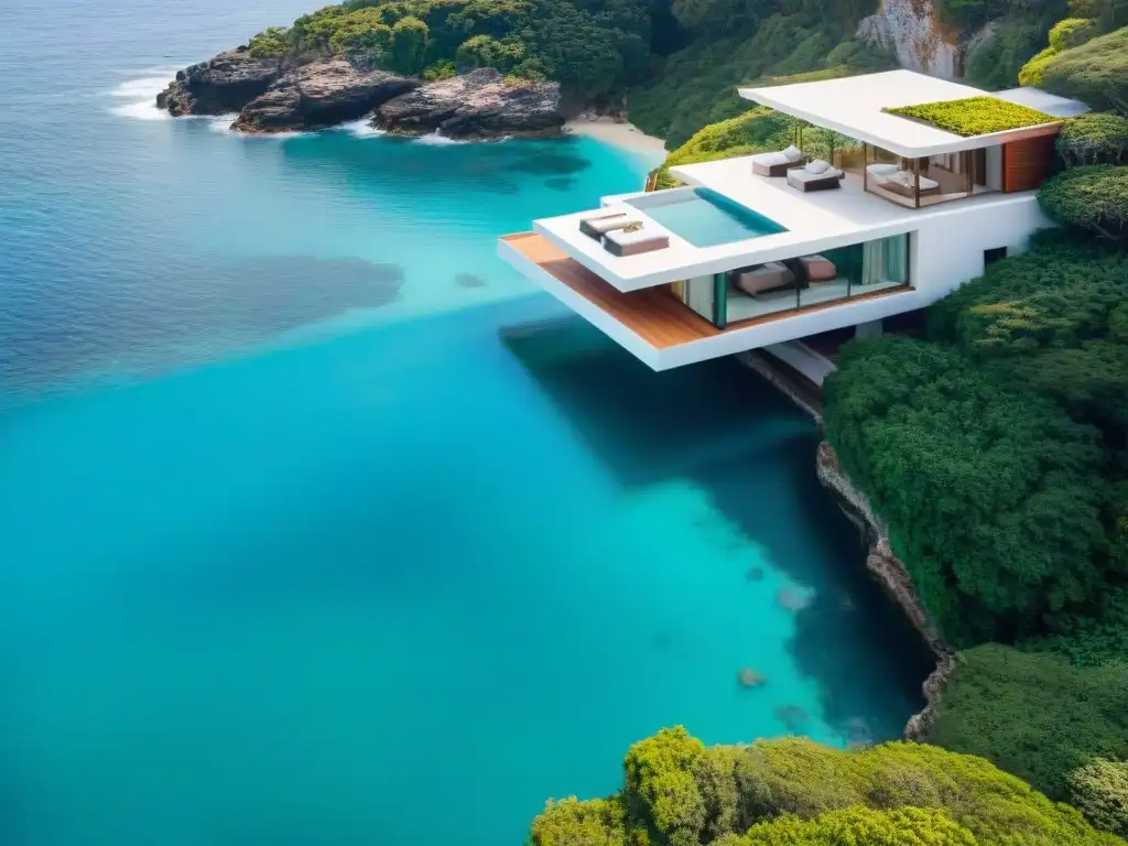 Residencia costera de lujo con vista al mar: diseño moderno y elegante Propiedad costera de arte moderno en acantilado con vistas al mar, ventanales y piscina infinita
