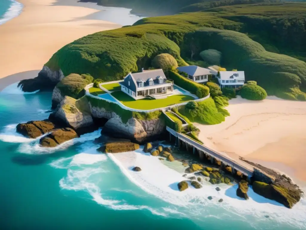 Propiedad costera: detalles únicos y desafíos Propiedad costera con detalles arquitectónicos y paisajísticos, destacando la planificación fiscal efectiva en la costa