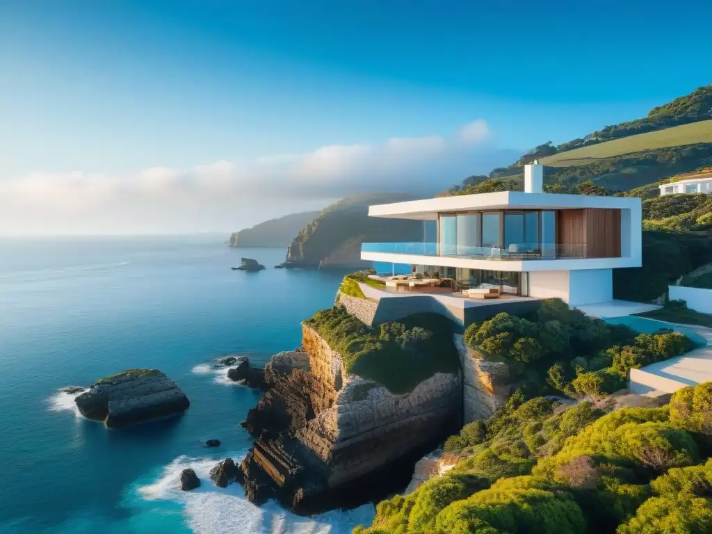 Residencia costera moderna con vistas al mar: lujo y tranquilidad Una propiedad costera de diseño moderno maravilla al integrarse con el paisaje natural del acantilado y el vasto océano