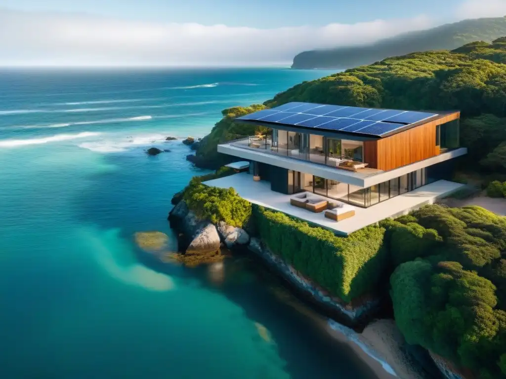 Propiedad costera ecoamigable: armonía sostenible con el mar Propiedad costera ecoamigable con construcción sostenible y vistas panorámicas al mar