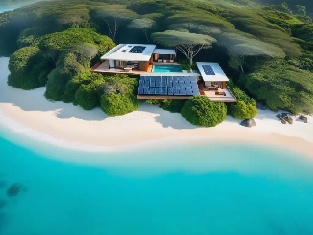 Propiedad costera de lujo ecofriendly: vista aérea impresionante Propiedad costera ecoamigable de lujo entre naturaleza exuberante y aguas turquesa