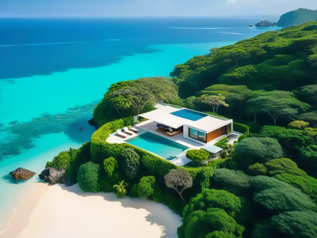 Propiedad costera de lujo: exclusividad y alta tecnología Una propiedad costera de élite con tecnologías exclusivas, rodeada de exuberante vegetación y una playa privada en aguas turquesas