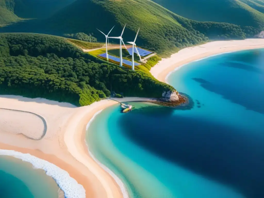 Sostenibilidad costera: energía renovable integrada en paisaje paradisíaco Propiedad costera con energías renovables integradas en armonía con el entorno natural