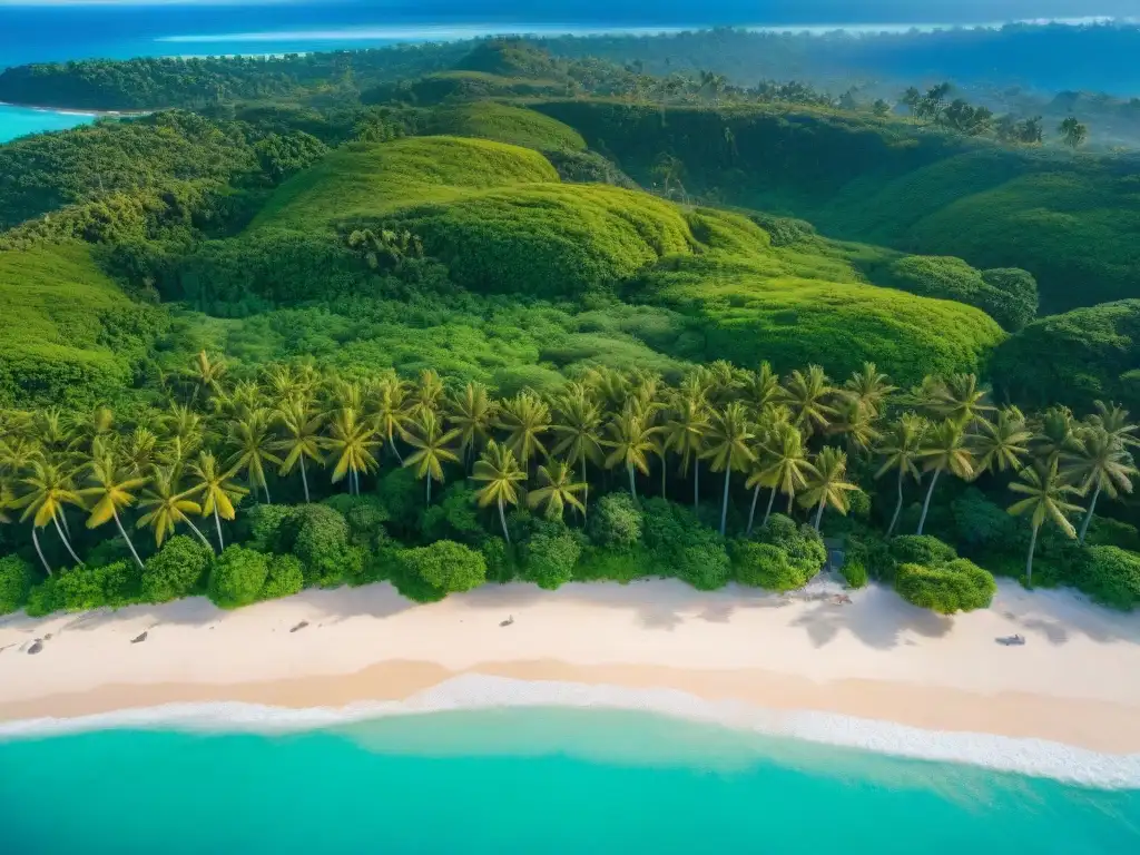 Paraíso costero: vista aérea de propiedad junto al mar Propiedad costera de ensueño con aguas turquesas, palmeras y vegetación tropical, ideal para calcular hipotecas