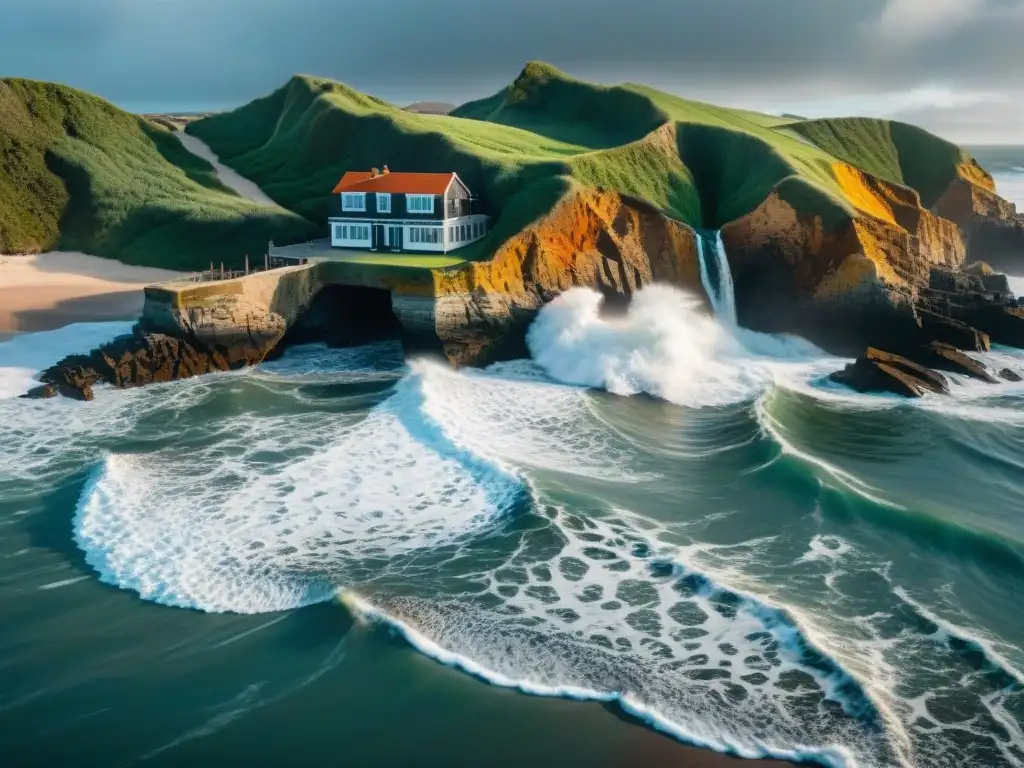 Costa en peligro: impacto del cambio climático en propiedad costera Propiedad costera erosionada por el mar