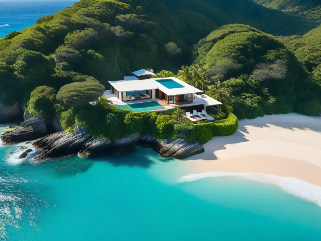 Exclusiva villa en costa remota: lujo y tranquilidad Propiedad costera exclusiva y remota con villa de lujo, piscina infinita y playa de arena blanca