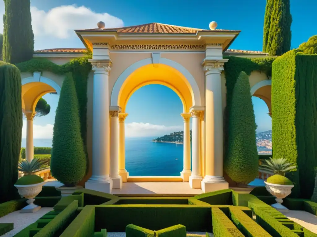 Esplendor arquitectónico: La Villa Ephrussi de Rothschild en la Costa Azul Propiedad costera con historia: Detalle arquitectónico de La Villa Ephrussi de Rothschild en la Riviera Francesa