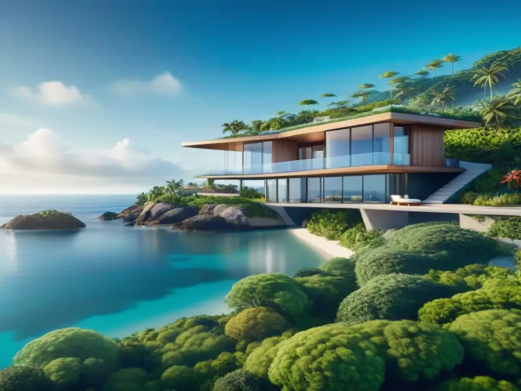 Diseño costero futurista: lujo sostenible Una propiedad costera de diseño innovador climático, integrando características sostenibles frente al cambio climático