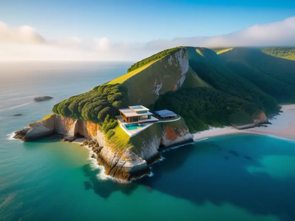 Propiedad costera innovadora: fusión arquitectónica con la naturaleza Una propiedad costera innovadora se destaca en un acantilado, fusionando arquitectura moderna con la naturaleza