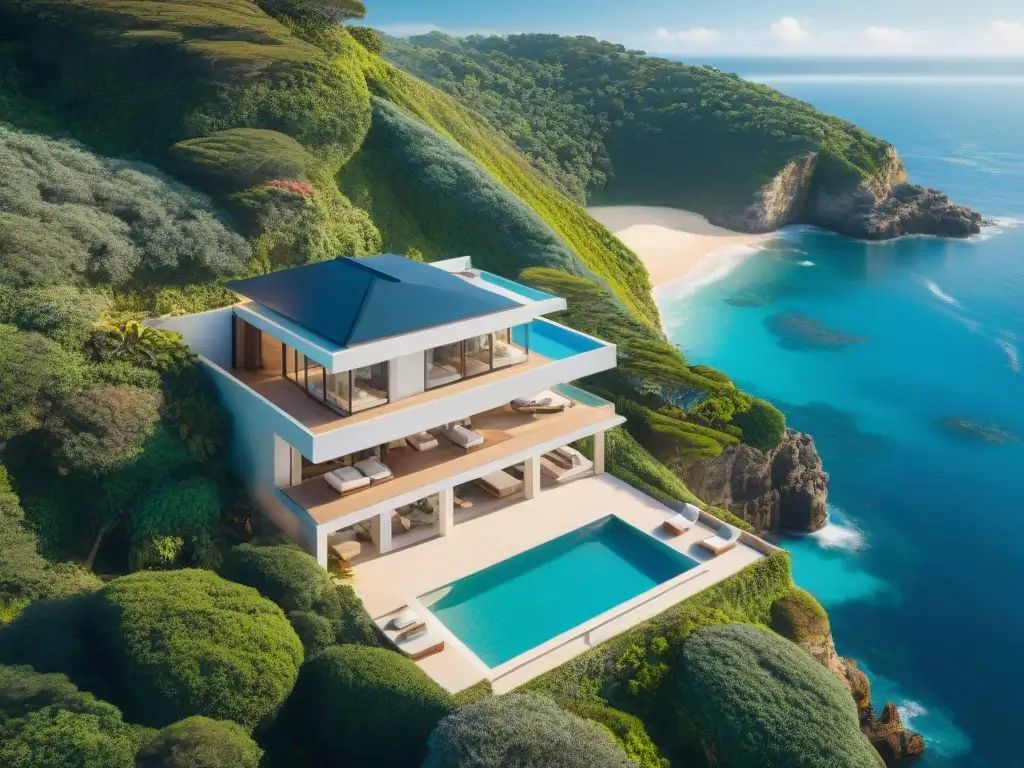 Residencia de lujo en acantilado con vista al mar Propiedad costera de lujo en acantilado con vista al mar, ventanas panorámicas y piscina infinita, rodeada de naturaleza