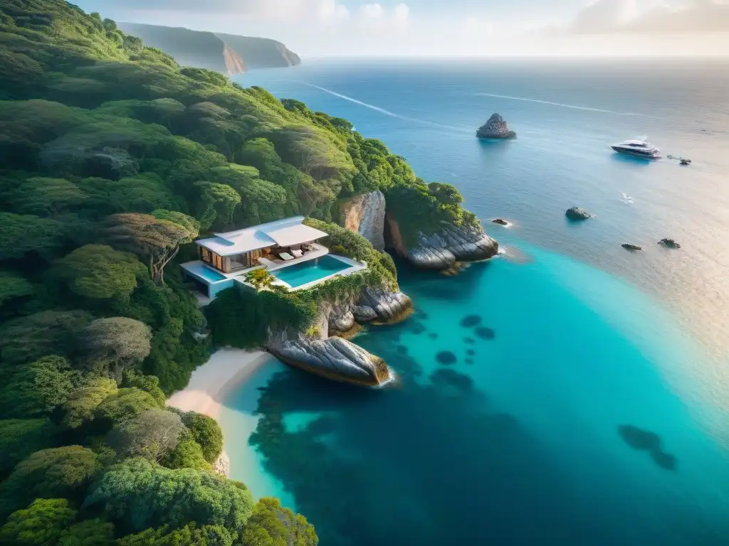 Propiedad de lujo con piscina infinita en acantilado Propiedad costera de lujo en acantilado con piscina infinita y vistas al mar turquesa