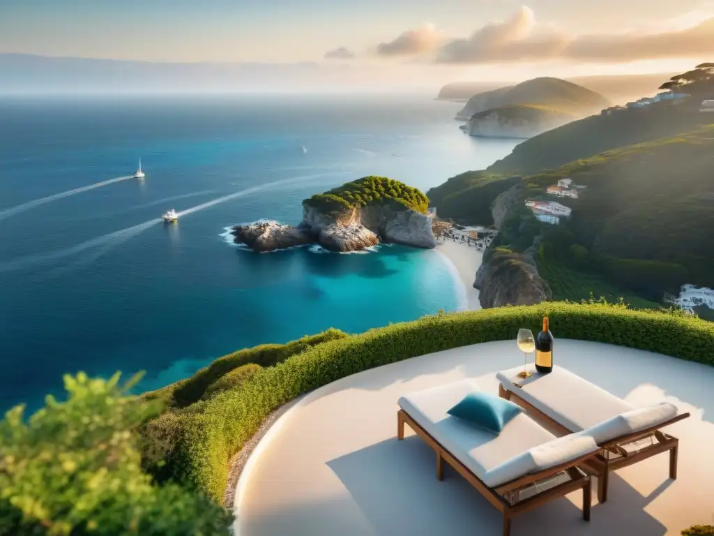 Propiedad costera de lujo al atardecer: exclusividad y relax Una propiedad costera de lujo en un acantilado al atardecer, exudando exclusividad y la belleza de vivir en la costa