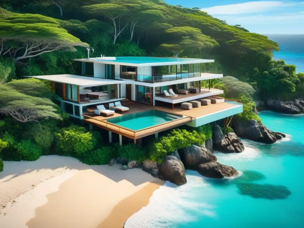 Propiedad de lujo en acantilado con vistas al mar y piscina Propiedad costera de lujo con piscina y vista al mar desde acantilado