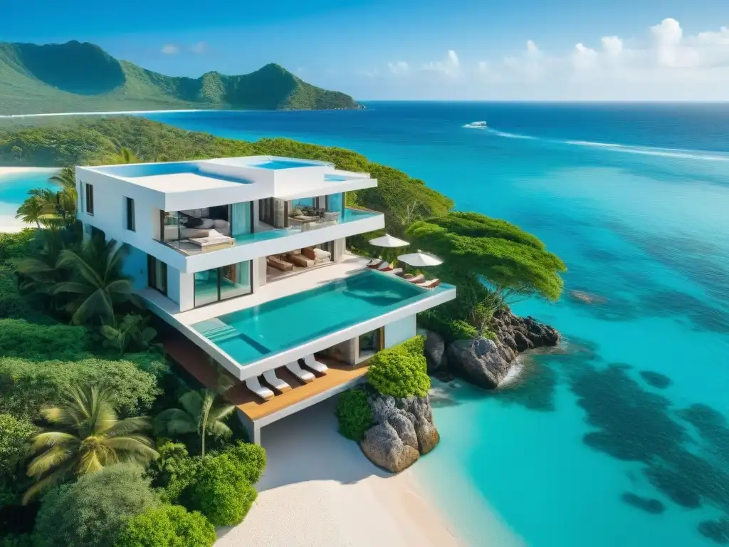 Propiedad de lujo frente al mar: exclusividad y belleza natural Propiedad costera de lujo con piscina infinita privada, rodeada de aguas turquesa y playas blancas