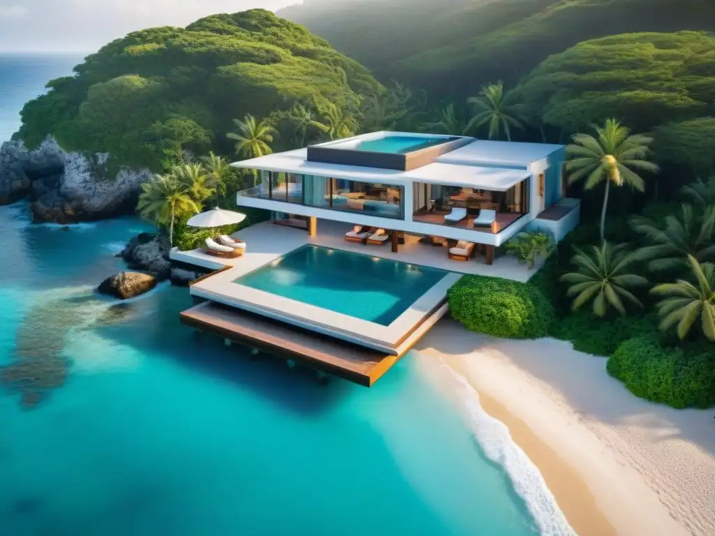 Villa de lujo frente al mar: paraíso tropical con piscina infinita Propiedad costera de lujo con piscina infinita privada, diseño moderno y vista al mar