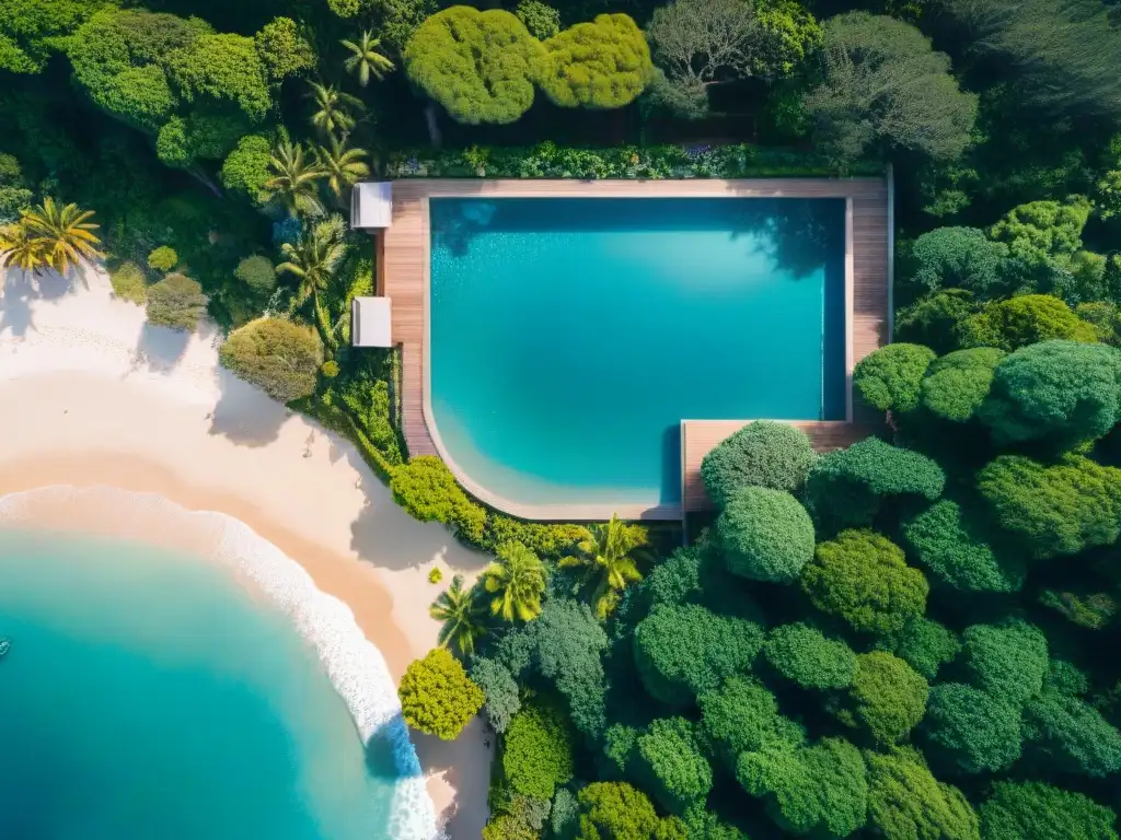 Propiedad costera de lujo: arquitectura y vistas panorámicas Propiedad costera de lujo con vistas panorámicas al mar y piscina privada, en medio de exuberante vegetación y playas de arena