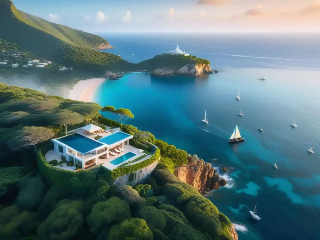 Residencia de lujo en acantilado con vistas al mar Propiedad costera de lujo con vistas al mar, piscina infinita y exuberante jardín tropical, evocando exclusividad y rentabilidad