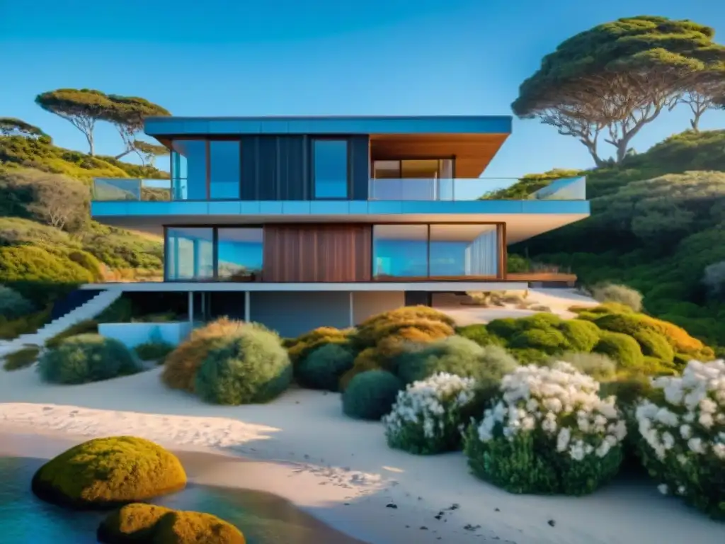 Propiedad costera sostenible: armonía arquitectónica en entorno natural Propiedad costera moderna con características sostenibles, rodeada de naturaleza